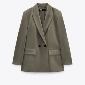Zara Oversized Double Breasted Jacket, color Khaki, size XL